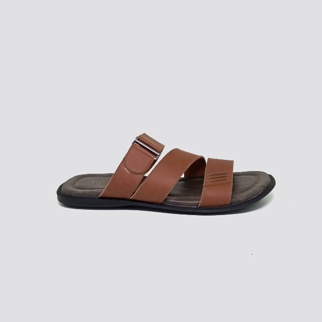 Sendal Kulit Asli / Sandal Pria Big Size Ukuran Jumbo 44 45 46 47 / Sandal Cowo Ukuran Besar - Mzio J09 Hitam Coklat