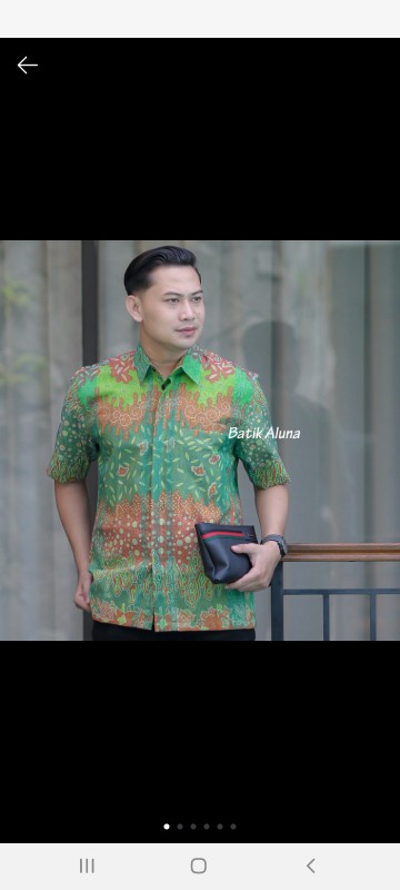 Batik Aluna Ekslusif Premium Pria Lengan Pendek Tenun Furing Solo Produksi Batik Aluna Pcw Fpt 003