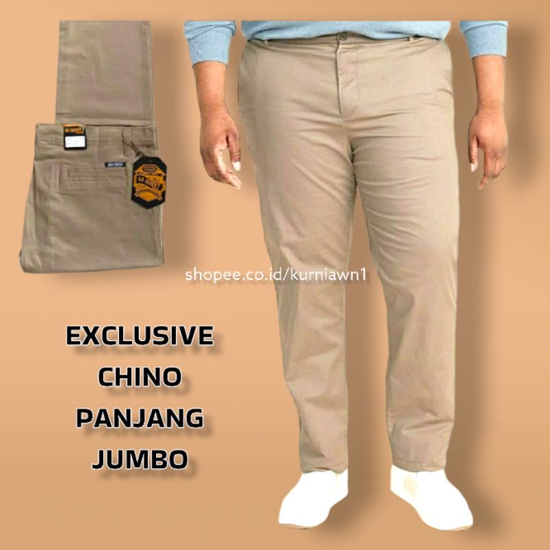 Celana Chino Pria dengan Ukuran Besar Jumbo, Desain Reguler Fit, dan Kualitas Premium Asli