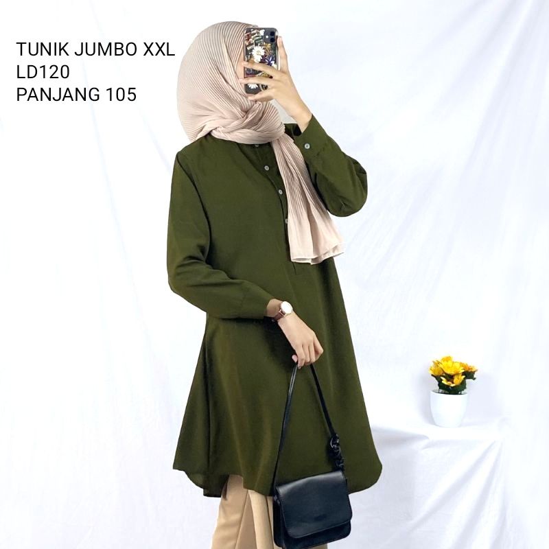 TUNIK JUMBO/TUNIK MUSLIMAH/TUNIK JUMBO LD120&amp;102/PANJANG 105/BIG SIZE/MOSCEPE IMPORT PREMIUM/TUNIK TERLARIS/TUNIK BRILLIE/REALPICT