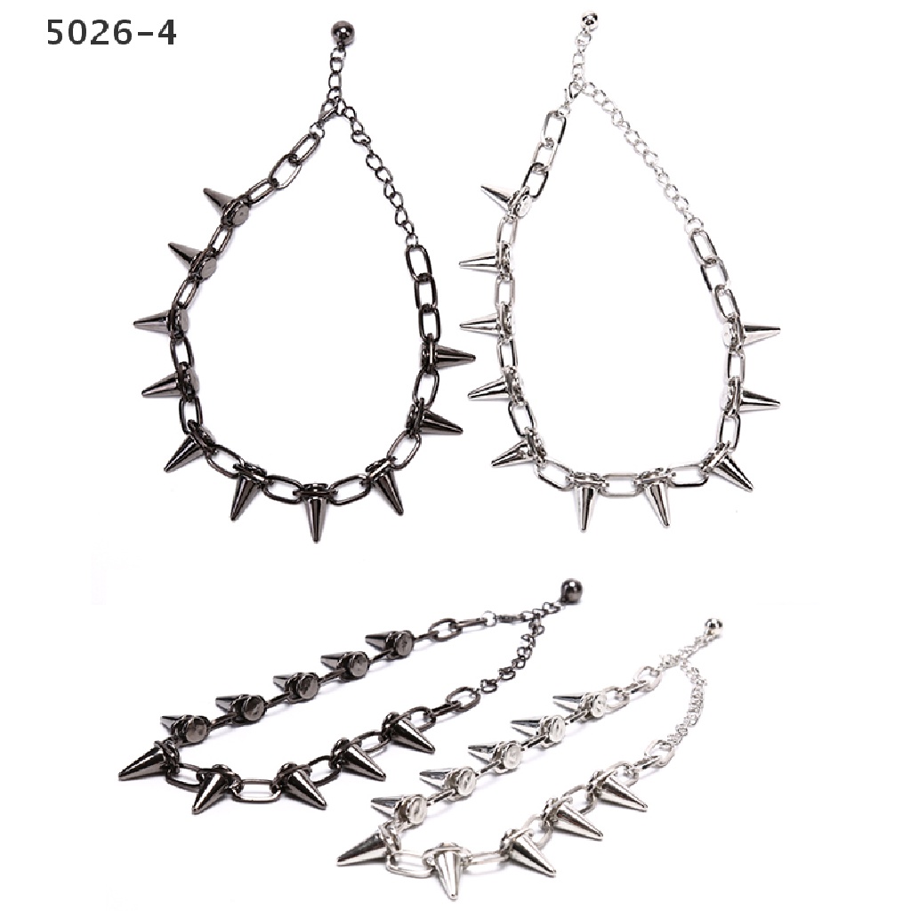 5026-4 New Spike Rivet Punk Collar Necklace Goth Rock Biker Link Chain Choker Jewelry 5026-4