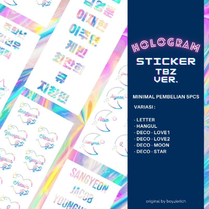 (MIN. 3PCS) STIKER HOLO Tb'Z DECO FANMADE STICKER LIGHTSTICK LAPTOP HANDPHONE DLL MURAH