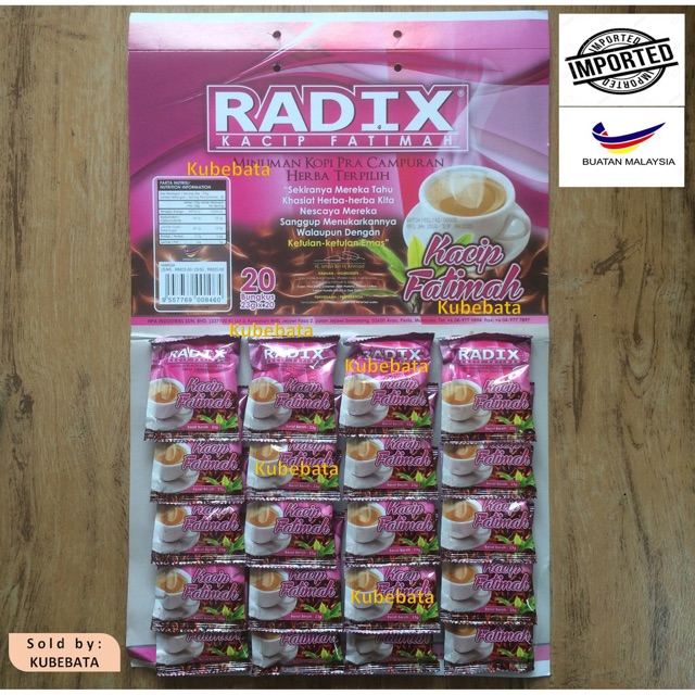 

Kopi radix kacip fatimah hpa 20 sachet per papan bukan hpai rumput Fatimah