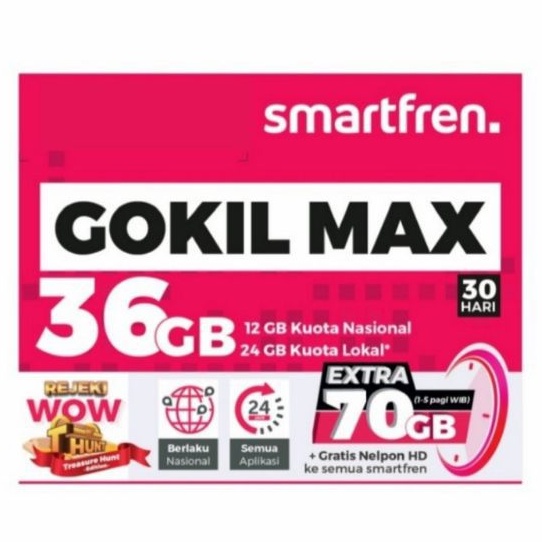 Kartu Perdana Smartfren GOKIL MAX 36GB