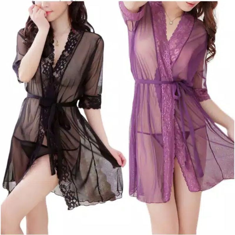 Kimono Transparan Seksi / Sexy Kimono / Lingerie Cantik / Sleepwear Wanita  S M L XL Impor