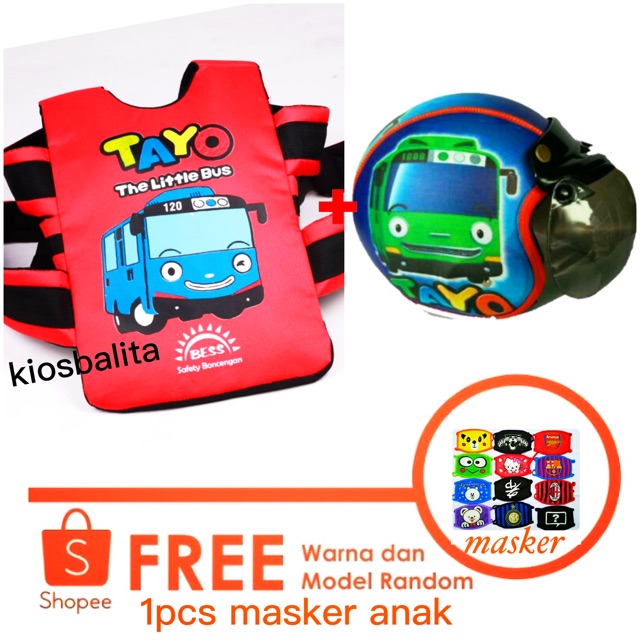 FREE MASKER!! PAKET SABUK BONCENGAN MOTOR ANAK  + HELM BOGO