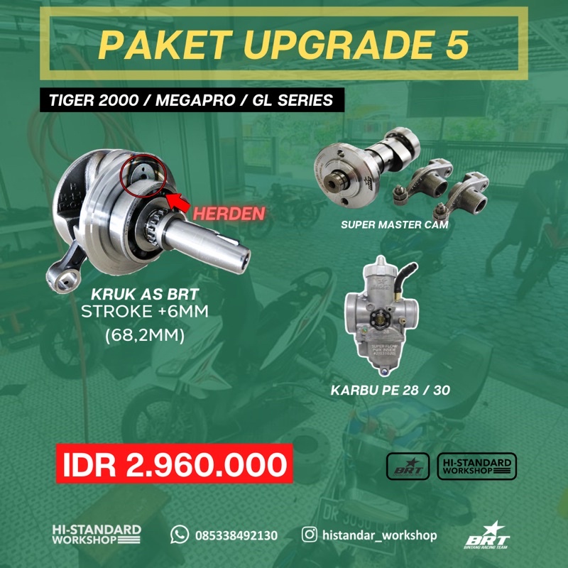 PAKET 5 NOKEN AS BRT / KARBURATOR PE BRT / KRUK AS LANGKAH 68 BRT TIGER GL SERIES MEGA PRO