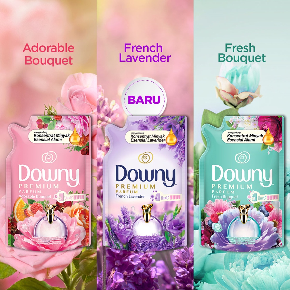 Downy Pelembut dan Pewangi Pakaian Konsentrat French Lavender 900 mL - Paket Isi 3