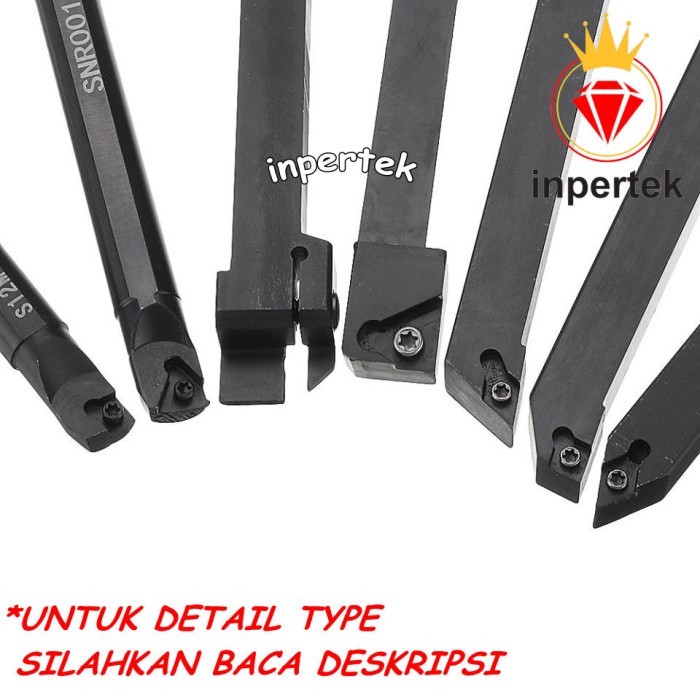 Pahat Bubut Set 7 Pahat Bubut Luar dan Dalam 10mm Boring Holder Bubut