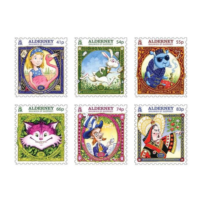 

ALDERNEY - ALICES ADVENTURES IN WONDERLAND SET OF 6 stamps