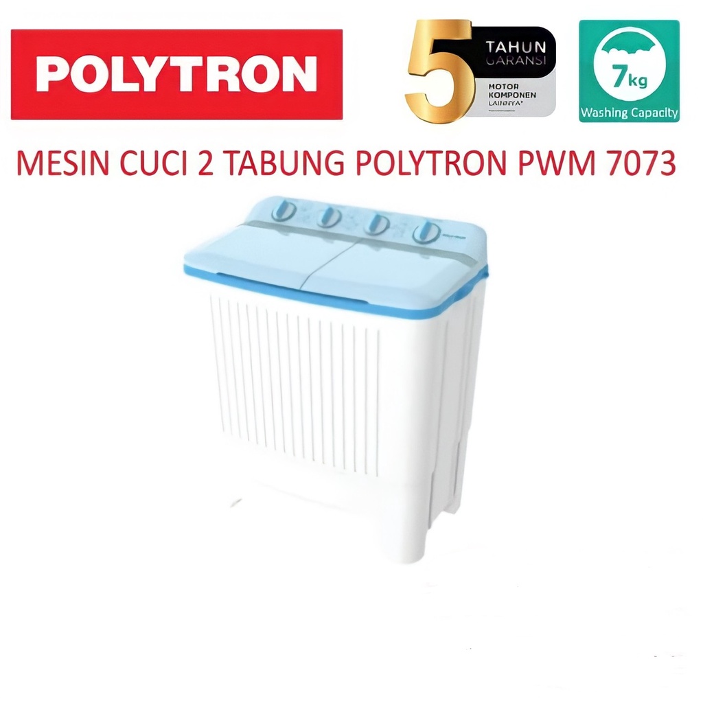 Polytron Mesin Cuci 2 Tabung 7 Kg PWM 7073 Twin Tube