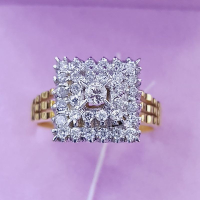 Cincin borobudur kotak berlian bagus emas berlian asli natural diamond
