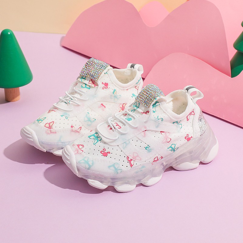 Sepatu Anak Laki Laki - Sepatu Anak Perempuan - Interesting MOTIF Butterfly 012 LED Sepatu Sport Anak Casual Import