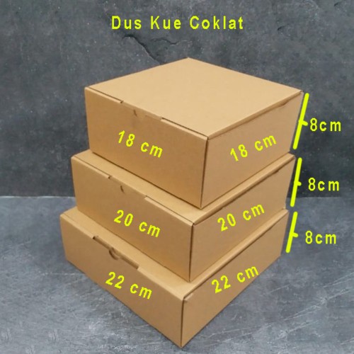 

Dus Kue Coklat 22x22 x8 10 pc Corrugated Kardus Box 22 x 22