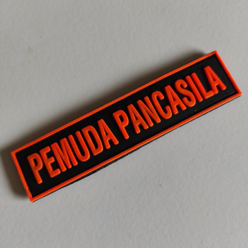 PATCH RUBBER TULISAN PP ( PEMUDA PANCASILA) / TEMPELAN EMBLEM LOGO KARET VELCRO