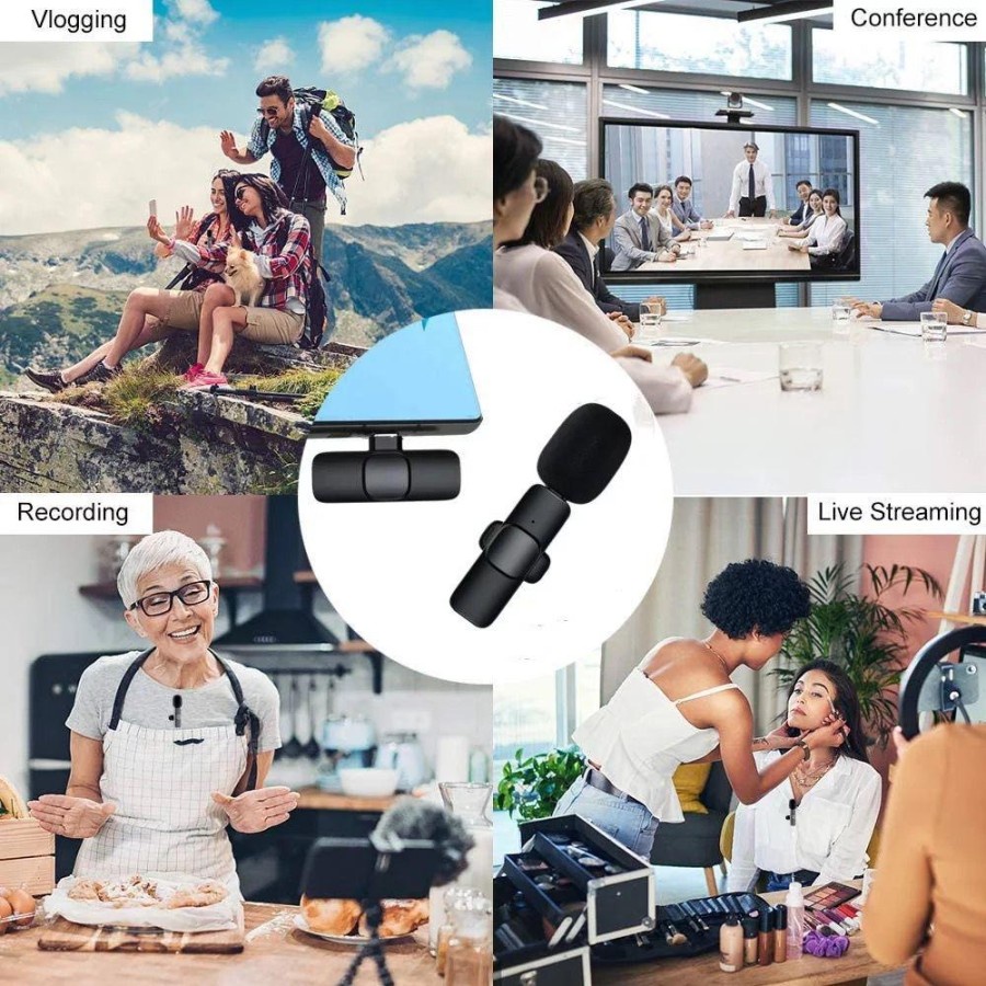 Mic Wireless Hp Vlog Youtuber  K9 Microphone Wireless Mic Clip On 20m Vlog Smartphone Type C / Iphone Portable Mic for Iphone and Android Smartphone Condenser