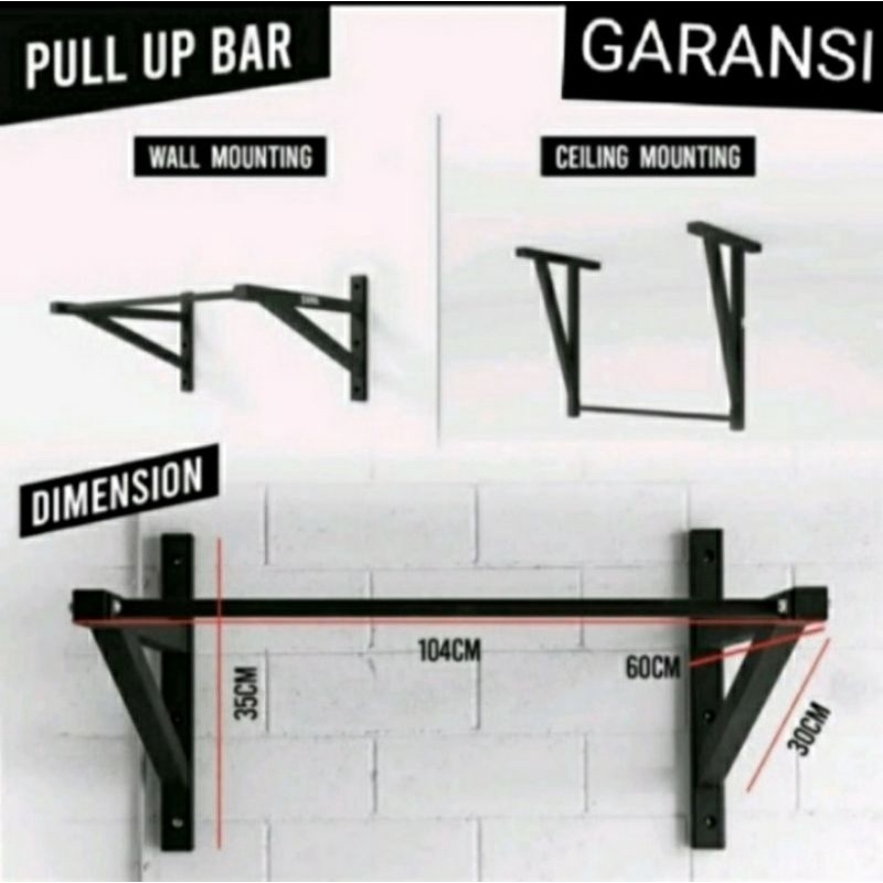 Alat Fitness Pull Up Bar Jumbo Max Beban 250 Muscle Chin Up Gym