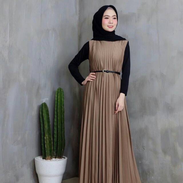 Paling Inspiratif Gamis Overall Plisket  Retired and Crazy