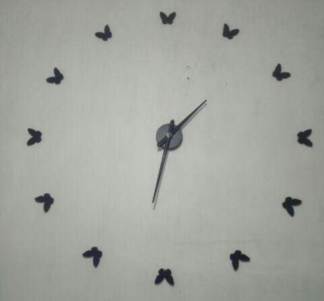 Jam Dinding 3d Diy Giant Wall Clock 120cm Butterfly Kupu-kupu Black