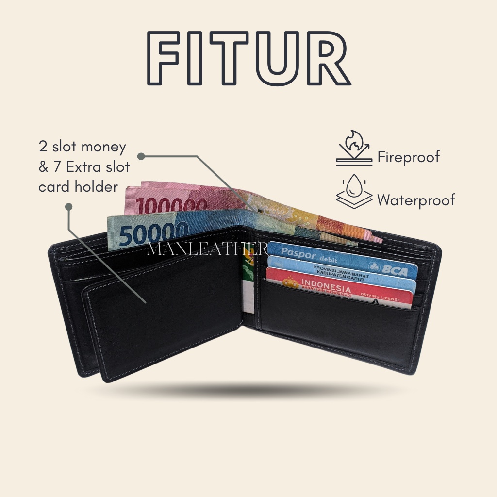 Dompet Pria Cowok Kulit Sapi Asli Premium Uang Cowok Pria Laki Laki Kulit Original Ori Garut-3