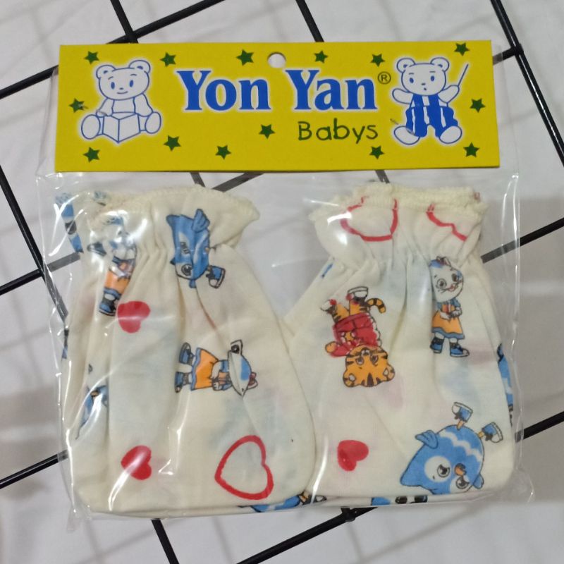 1set_stk Yon yan print WARNA sarung tangan &amp; kaki bayi Yonyan motif - perlengkapan bayi baru lahir