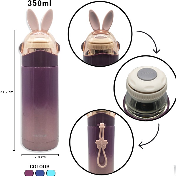 H6065 Termos Colorful Rabbit Vacuum Flask 350ml - Thermos Air Panas