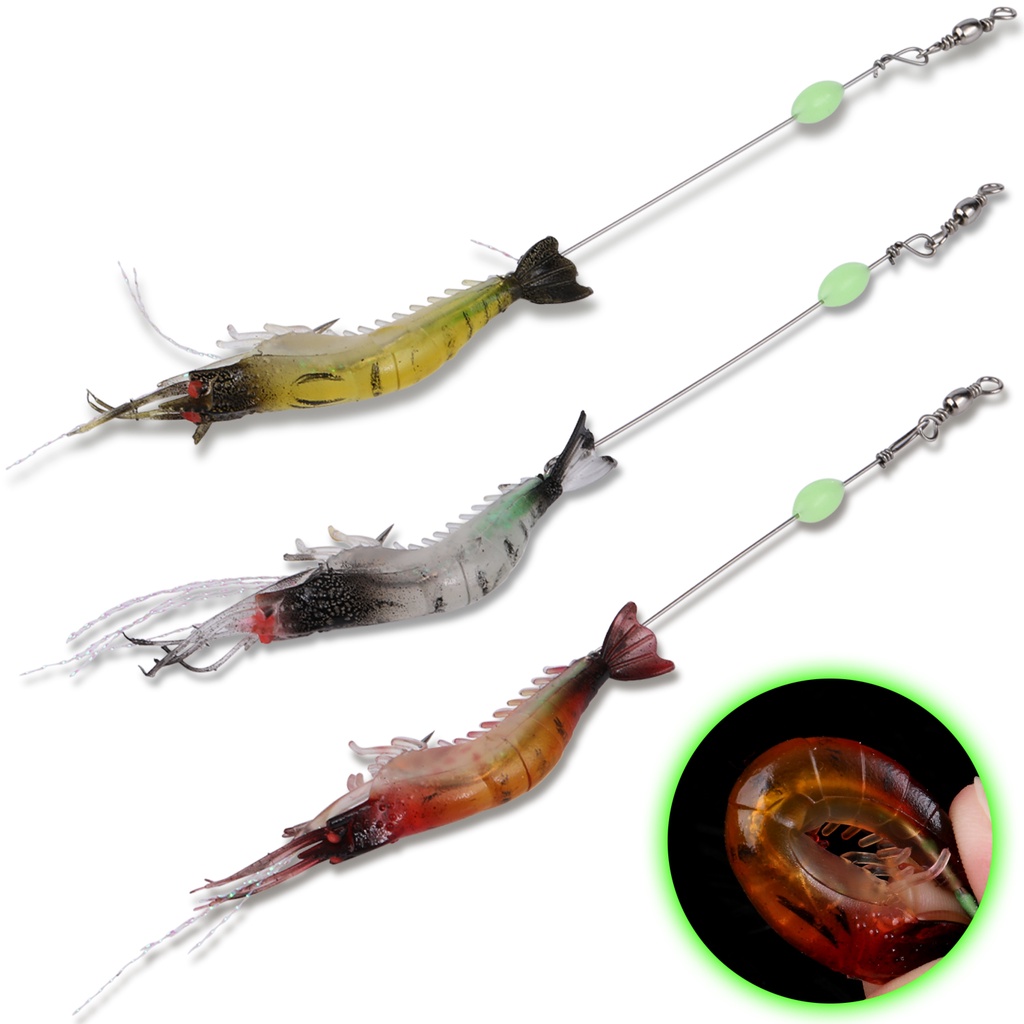 Sougayilang 5 Cm/9 Cm Lembut Udang Umpan Lembut Memancing Umpan dengan Hook Wobbler Silikon Bersinar Memancing Umpan untuk Di Luar Ruangan Memancing