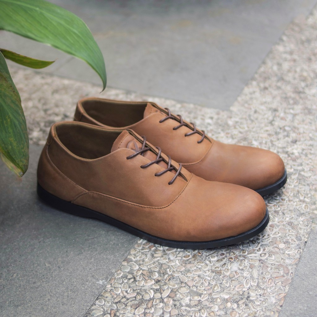 LEEDS TAN |FORIND x Kenzio| Sepatu Kulit Vintage Klasik Casual Pria Cowok Oxford Original Footwear