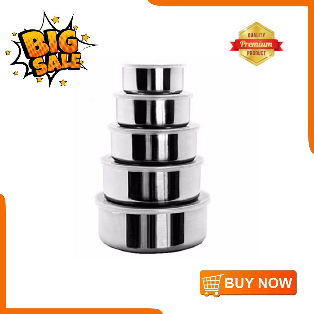 RANTANG STAINLESS STEEL 5 SUSUN murah original FRESH BOX TUTUP PLASTIK Rantang lima susun stenles