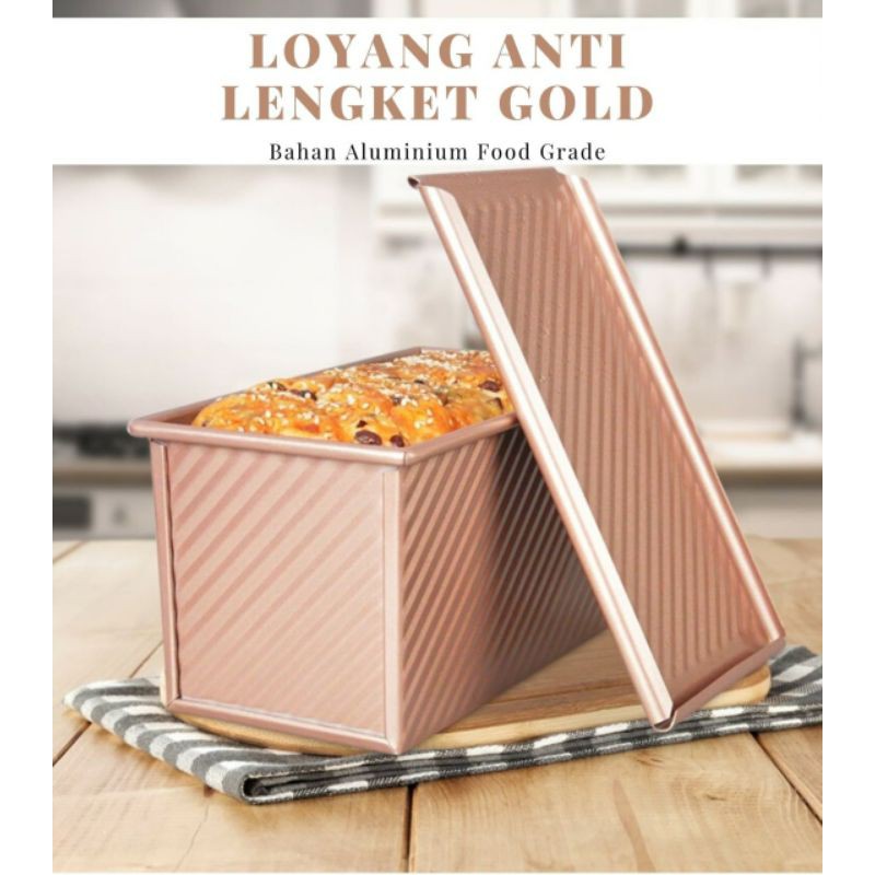 TOAST BOX Loyang Roti Tawar /Kue Anti Lengket Warna RoseGold