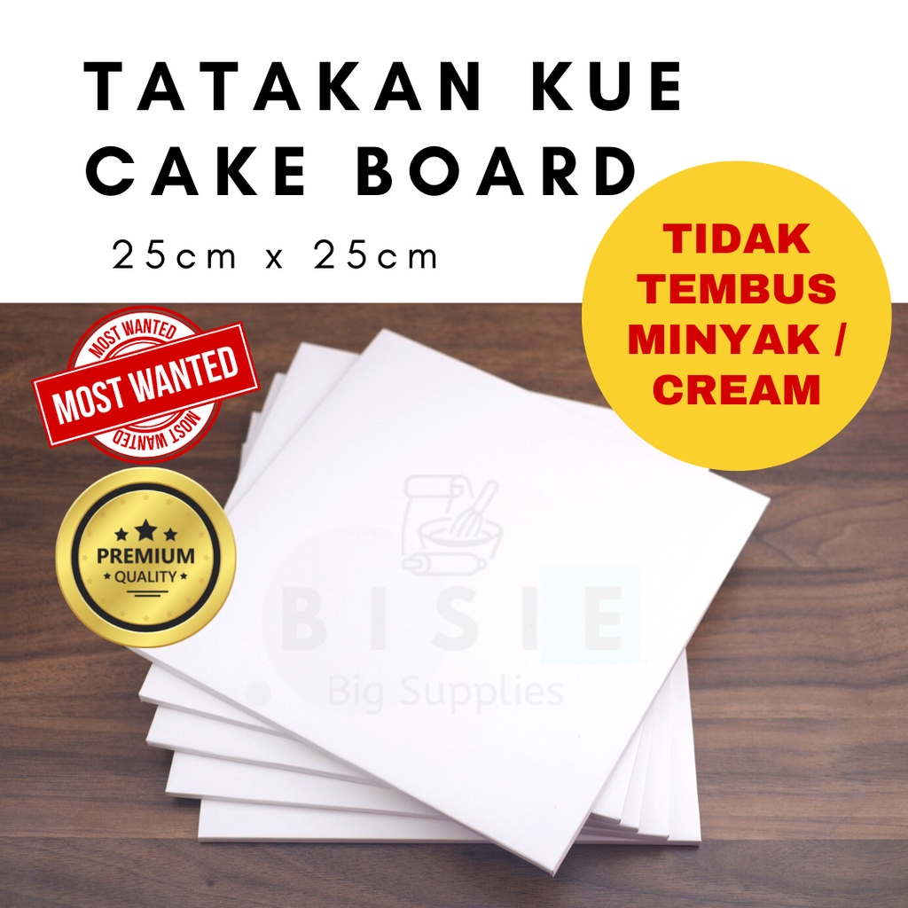 

ALAS KUE KOTAK CAKE BOARD KOTAK PUTIH 25x25 CM PAPAN KUE TART