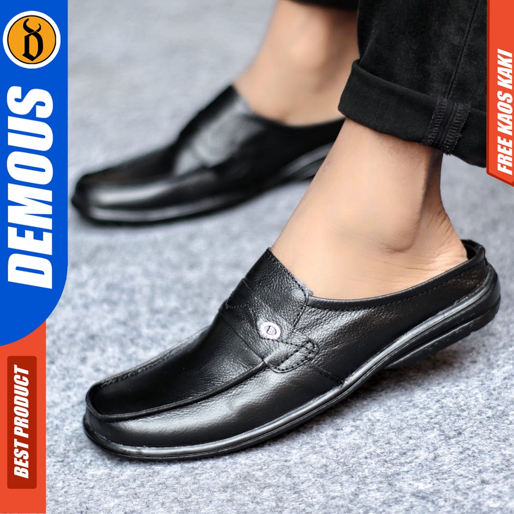 Sepatu Sandal Casual Kulit Asli Bustong Tutong Sendal Slop Original Murah Terbaru Kekinian