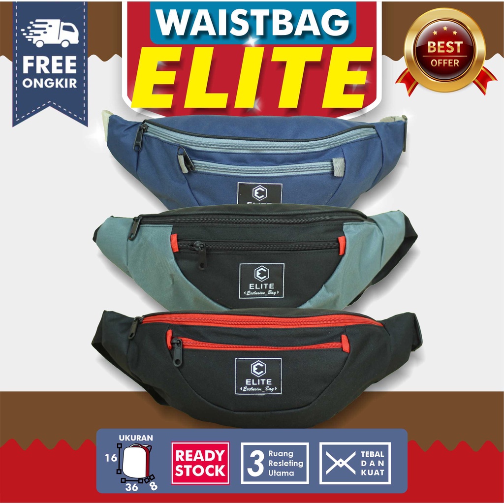 OBRAL DISKON PROMO WAISTBAG PRIA ELITE TAS SELEMPANG MURAH AWET BERKUALITAS TERBARU STYLISH KEREN