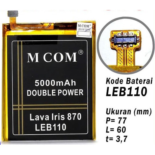 Battery Batre Baterai Double Power Mcom Lava Iris 870 4G LEB110