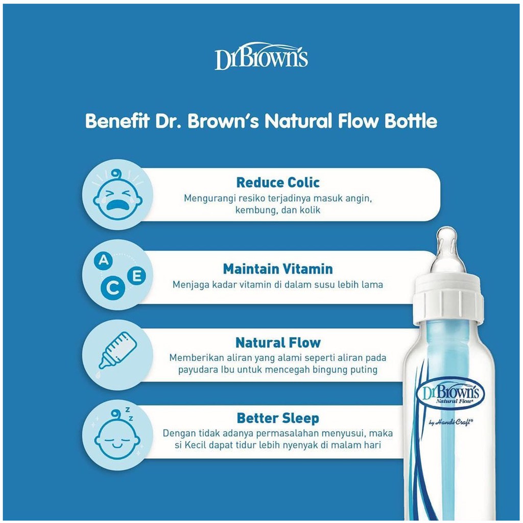 DR Brown's natural flow reduces colic 60ml-120ml - 250ml 1pcs free sikat selang