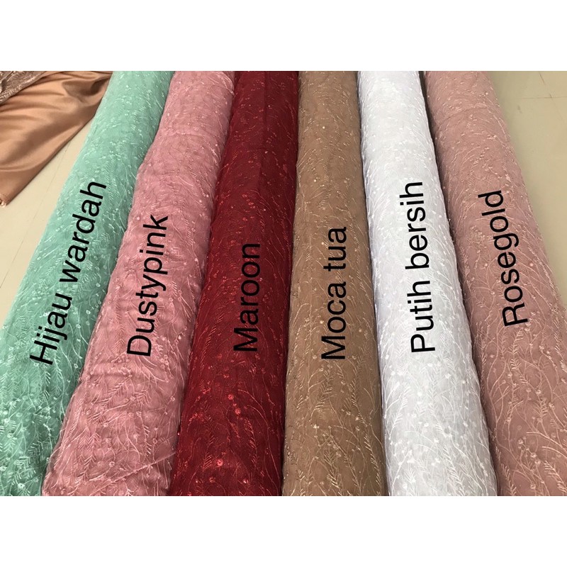 Kain tulle akar mutiara/akar mutiara. Harga permeter