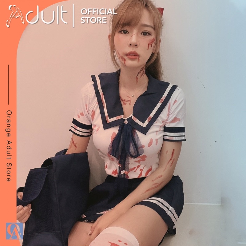 ORANGE ADULT Lingerie Sexy Cute Costume Schoolgirl / Lingerie Seksi Sekolah Baju Tidur Wanita Dewasa1286