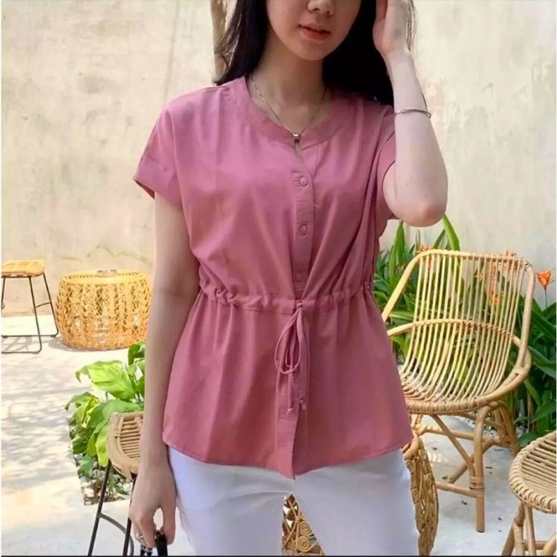 BLUS POLOS CALOSA LENGAN PENDEK TALI SERUT DEPAN