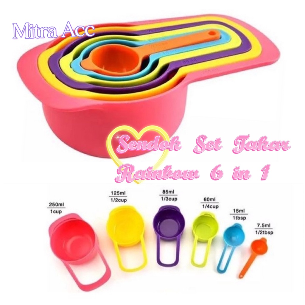 Sendok Takar Bumbu Set 6in1 Takaran Dapur Measuring Spons Cup