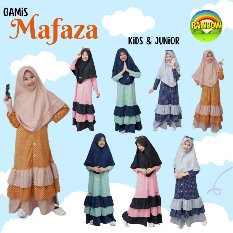 Set Gamis Anak Rempel Motif Polkadot Mafaza