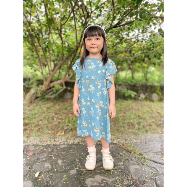 Dress Dora Dress Rayon Anak Little Bee Rayon Motif Size 1,2,3,4,5 Y