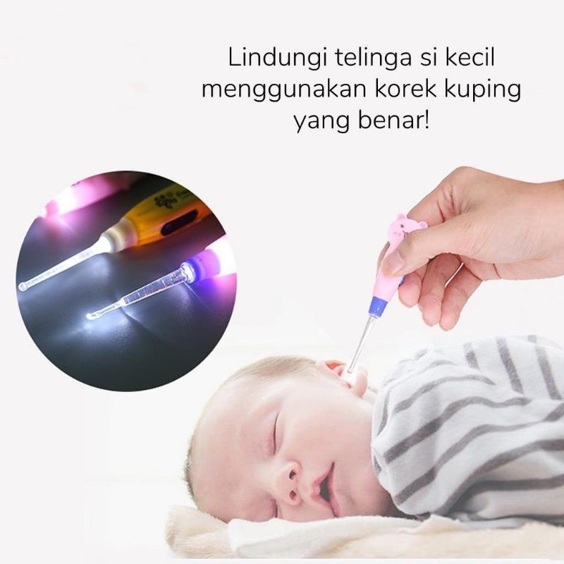 KOREK KUPING LED LAMPU PEDI MEDI SET PERAWATAN KUKU DAN TELINGA (korek kuping LED )