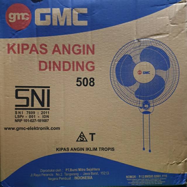 Kipas Angin GMC 16 inch Dinding 508