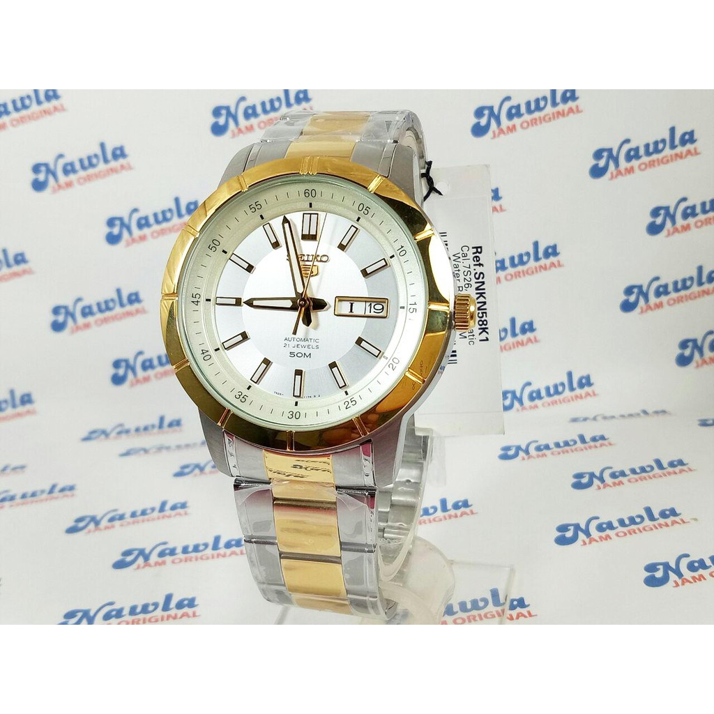 Seiko 5 SNKN58K1 Automatic Two Tone Bracelet - Jam Tangan Pria SNKN58