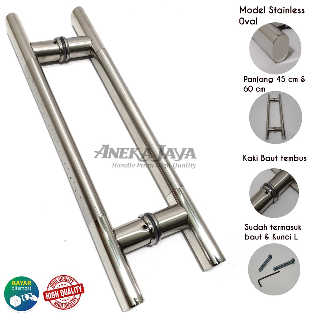 Handle Pintu rumah baut tembus 45 cm , 60 cm / Tarikan Pintu rumah / Pegangan Pintu stainlees steell