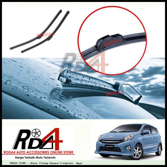 Wiper Mobil Agya 20 14 Frameless Banana 1 Set 2 Pcs