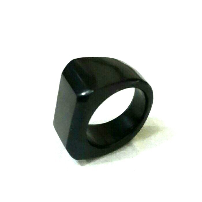 Ring Cincin Giok Black Jade Aceh Model Petak Atas