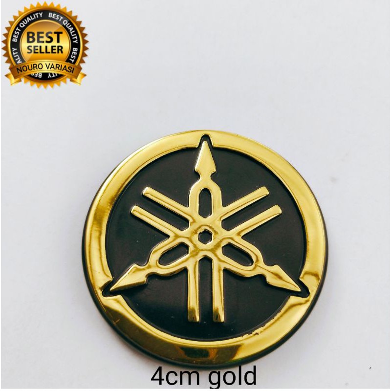 emblem timbul logo garputala yamaha bahan abs plastik kwalitas bagus ukuran 4.5cm x 4.5cm rx king-GOLD 4cm