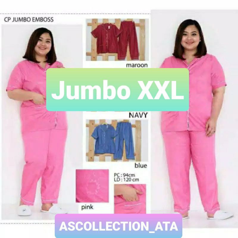 PIYAMA SATEN EMBOS CP XXL / PIYAMA XXL / PIYAMA DEWASA / PIYAMA MURAH / BAJU TIDUR / PIYAMA JUMBO