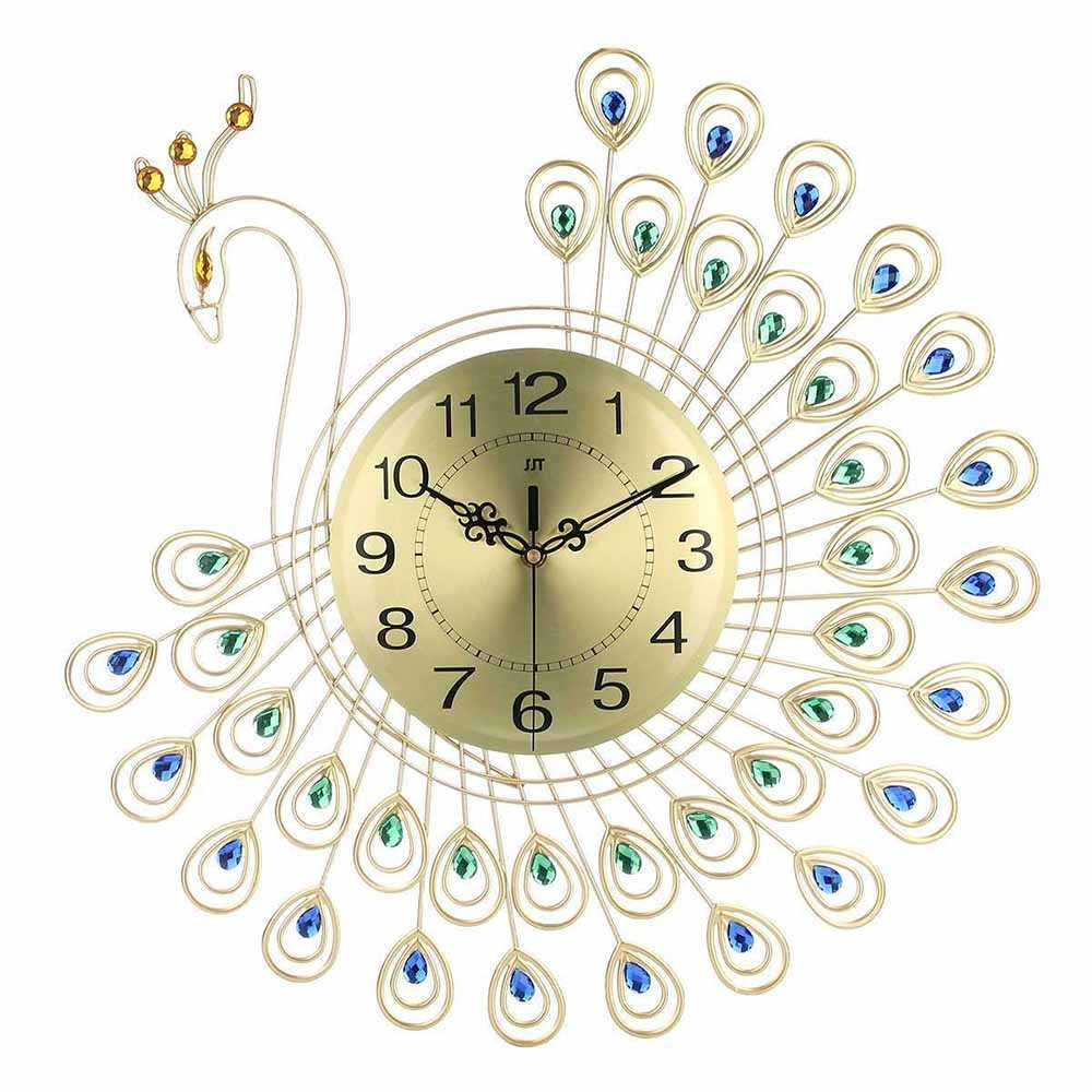 TD-DCB SAFEBET Jam Dinding Bulat Quartz Clock Diamond Peacock 53CM - H19